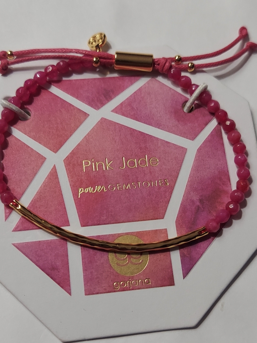 Gorjana Pink Jade Beaded Bracelet with Gold Bar